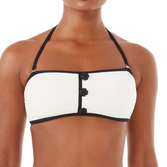 kate spade Other - KATE SPADE Contrast Bandeau Bikini Top Pique Texture Colorblocking size L NWT